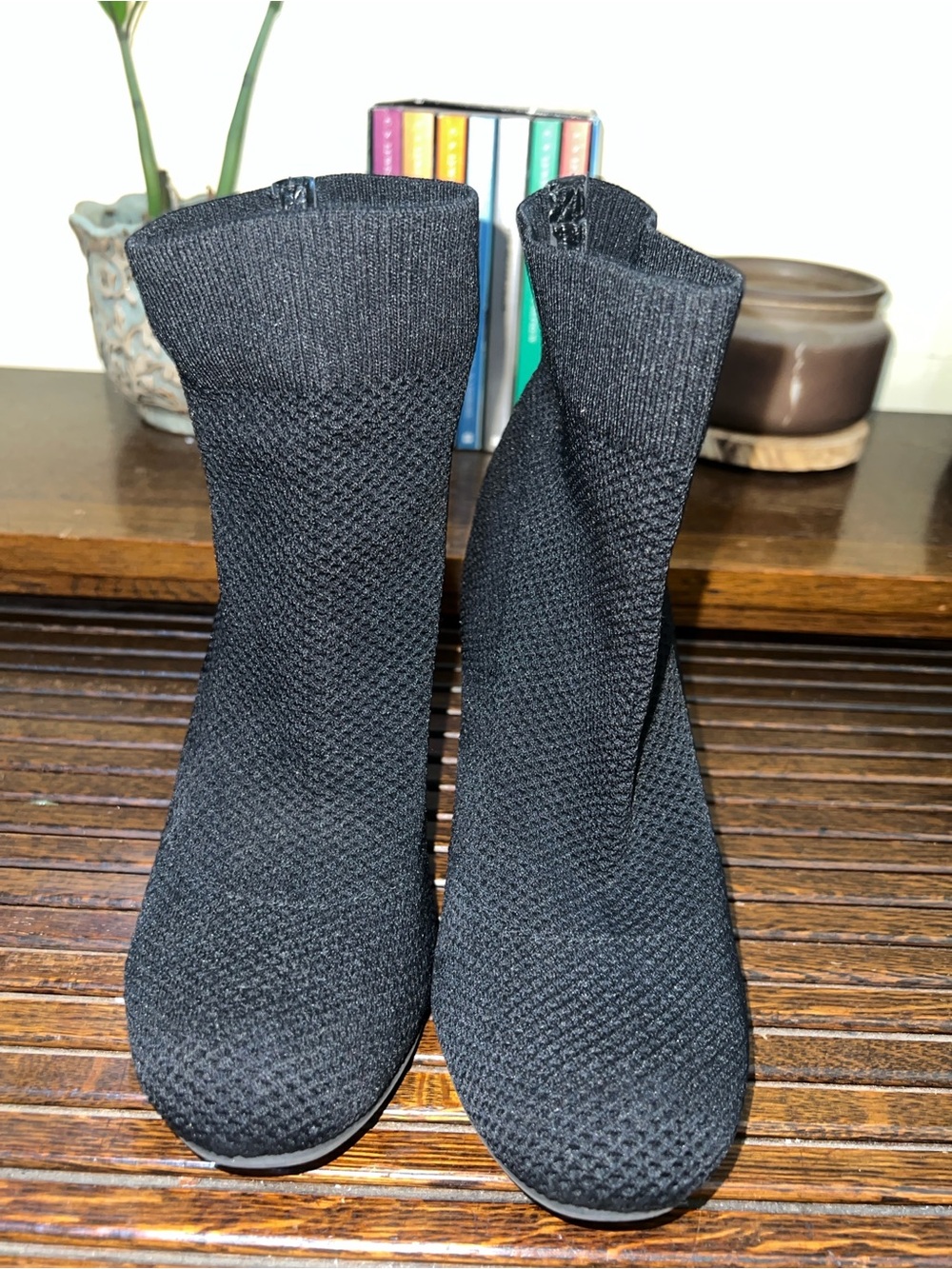 Seven Dials Black Knit Sock Booties